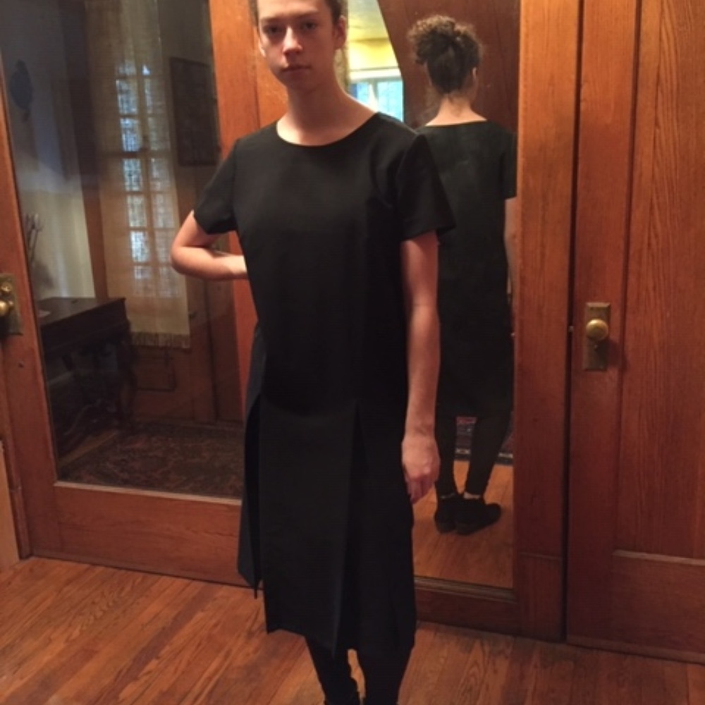 Black silk dress with a jacket